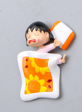 睡眠版萌妹子丸子头立体创意手韩版磁扣冰箱贴吸磁贴手机壳素材