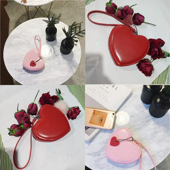 Korean Girl's Gift Love Bag Small Fresh Hand Bag Cute Peach Heart Student Coin Purse Coin Small Bag Trendy