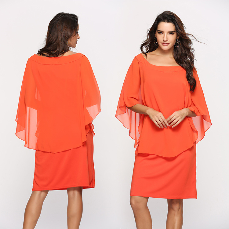 Plus Size Womens Chiffon Dress Layered Look Flattering Fit Elegant Style Perfect for Parties and Special Occasions