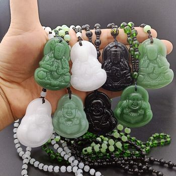 Factory direct sales Guanyin Buddha imitation jade pendant with beads necklace trade fair stall night market running Jianghu goods source