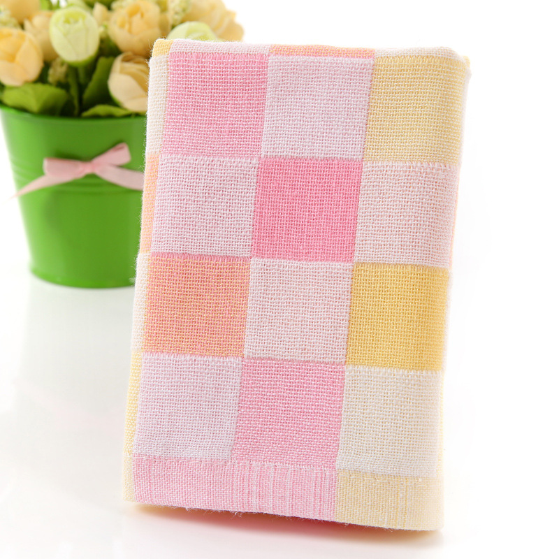 Thin Double-Layer Gauze Checkered Children's Face Towel Small Square Towel Saliva Towel Nursing Towel Square Pure Cotton Gauze