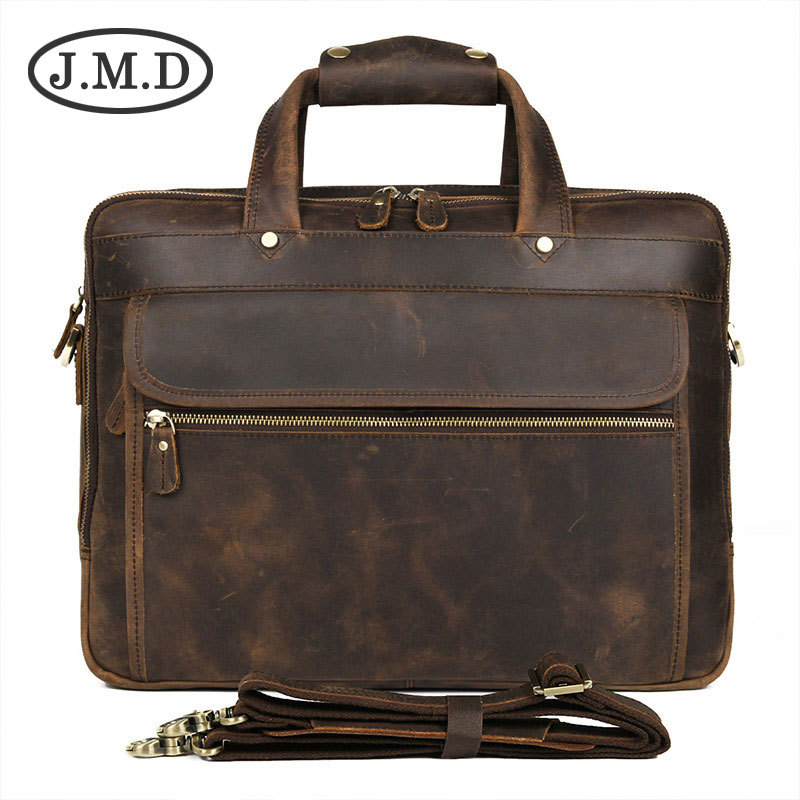 Cặp Công Sở Nam Da Bò Thật Vintage Đựng Laptop Màu Nâu