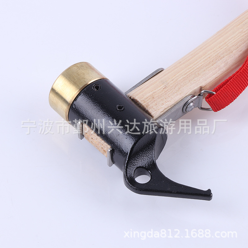 Mountain Copper Head Claw Wooden Handle Hammer Camping Multi-Functional Mountaineering Hammer Outdoor Camping Hammer Camping Portable Hammer Wholesale