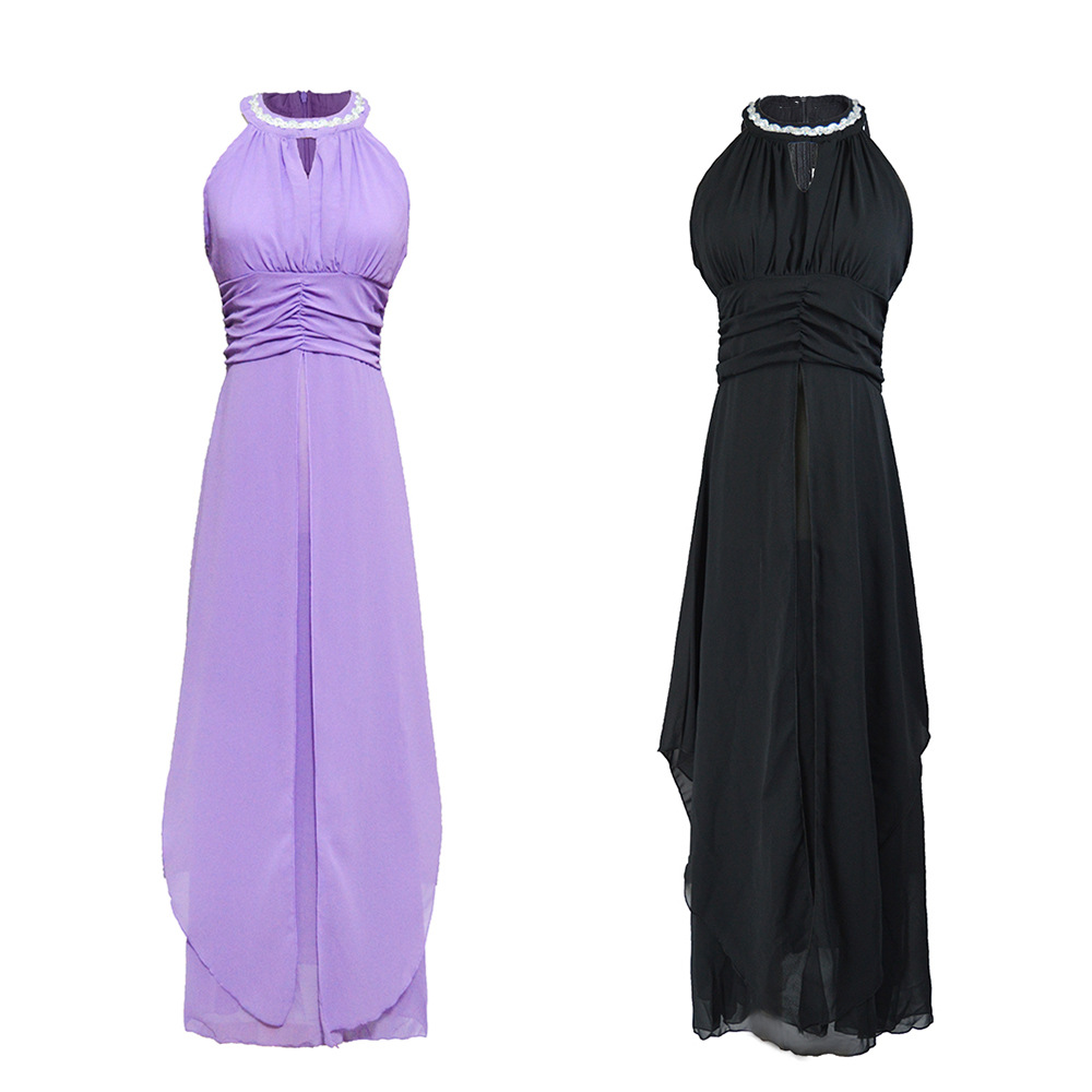 Backless Beaded Maxi Dress Chiffon Fabric Off Shoulder Design Elegant Style Perfect for Parties and Special Occasions