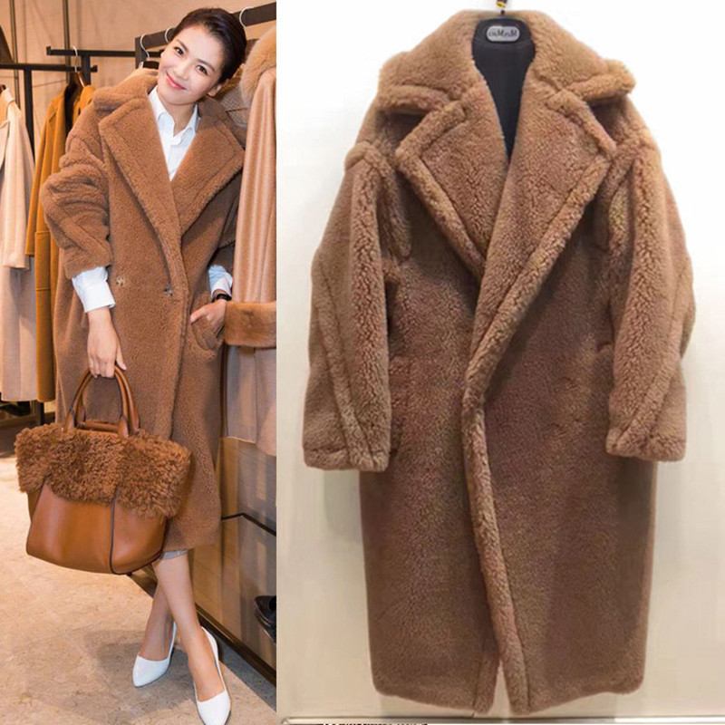 2024 New Faux Fur Long Coat Warm Thickened Lambswool Coat Coral Fleece for Women