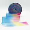 Factory 25mm rainbow gradient color colorful snow ribbon organza decoration wedding gift transparent mesh belt