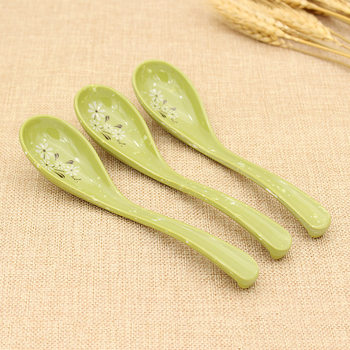 Imitation Porcelain Snow Chrysanthemum 7008 Spoon, Drop-Resistant Melamine Spoon, Kitchen Tableware Spoon, Wholesale Environmentally Friendly Household Seasoning