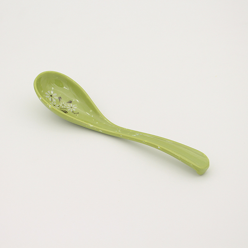 Imitation Porcelain Snow Chrysanthemum 7008 Spoon, Drop-Resistant Melamine Spoon, Kitchen Tableware Spoon, Wholesale Environmentally Friendly Household Seasoning