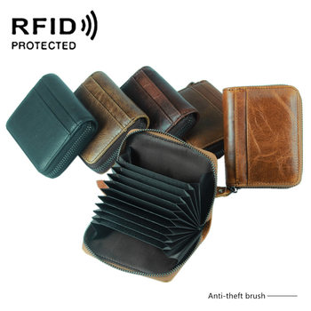 Top layer cowhide rfid credit card card holder organ Korean style card holder card holder horizontal and vertical business card bag multi-card holder genuine leather