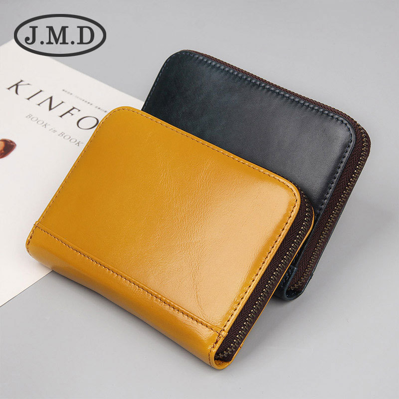 Ví card holder da bò thật chống trộm RFID nhiều khe thẻ — Màu vàng, Màu xanh lam