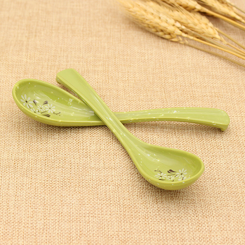 Imitation Porcelain Snow Chrysanthemum 7008 Spoon, Drop-Resistant Melamine Spoon, Kitchen Tableware Spoon, Wholesale Environmentally Friendly Household Seasoning