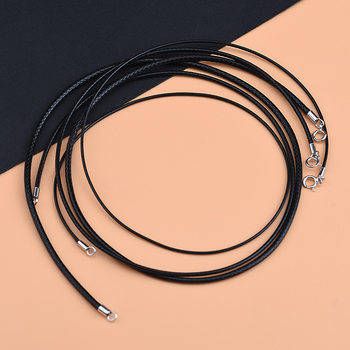 925 sterling silver Korean wax rope necklace black rope beeswax jade pendant lanyard for men and women