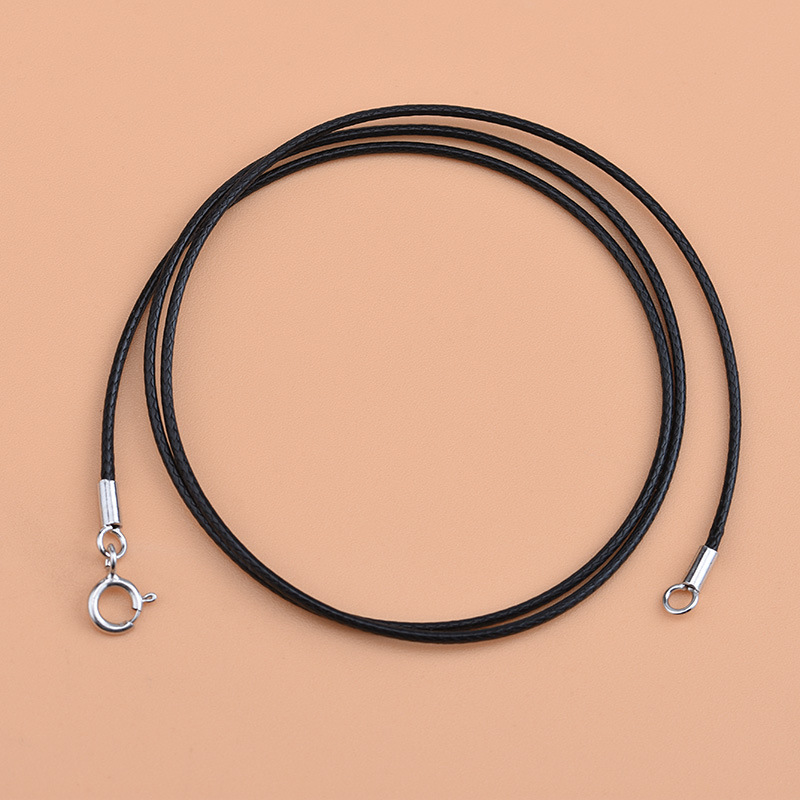 925 sterling silver Korean wax rope necklace black rope beeswax jade pendant lanyard for men and women