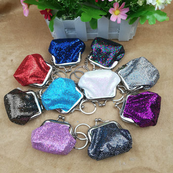 Factory Direct 2-inch shiny crystal gold powder clip coin purse handbag satchel small pendant key ring