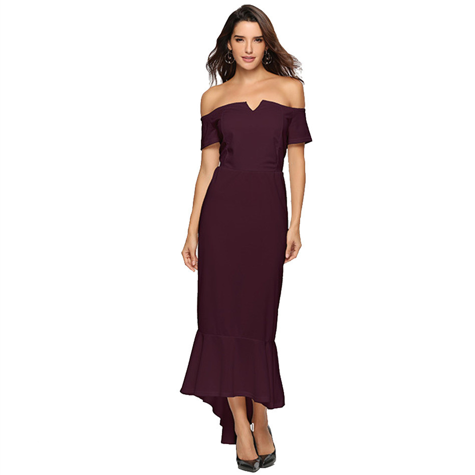 Fashion Womens Dress V Neck Short Sleeve Asymmetrical Hem Autumn Evening Party Wear Wholesale Available