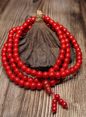 红色108颗怀业琉璃佛珠