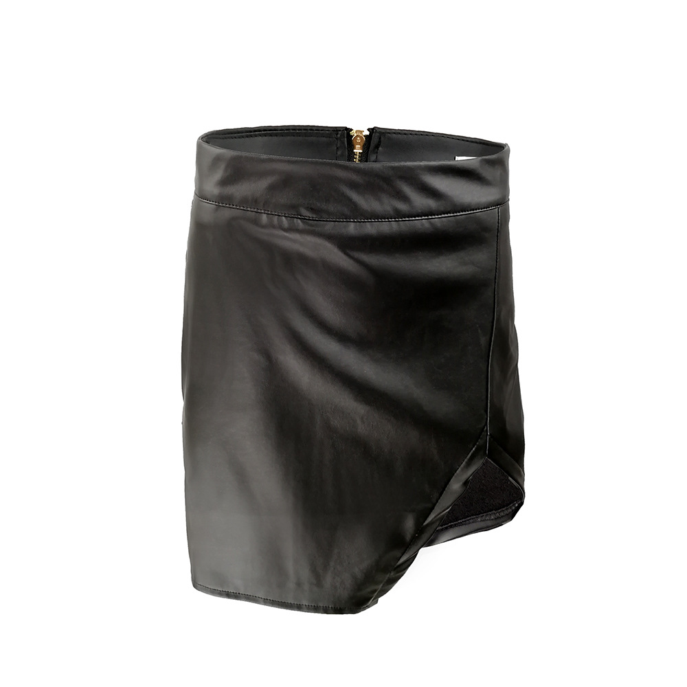 High Waist Split PU Leather Skirt Sexy Design Short Length Versatile Style Wholesale Ready to Ship