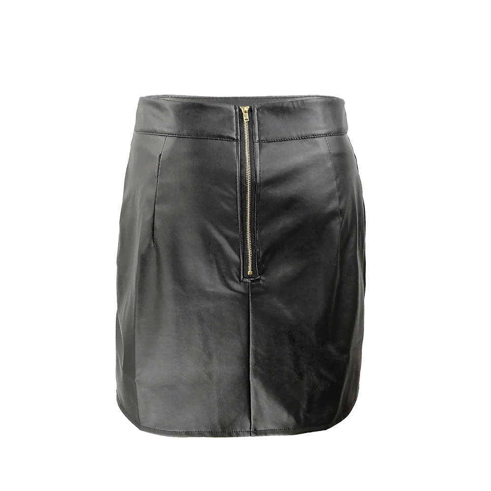 High Waist Split PU Leather Skirt Sexy Design Short Length Versatile Style Wholesale Ready to Ship