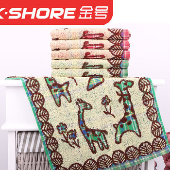 Gold E011 cotton children's towel satin cartoon giraffe face couple Children's sweat towel soft absorbent