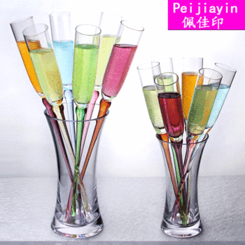 Creative Stained Glass Beach Cup Set Bubble Wine Glass Bar KTV Thickened Champagne Cup Cocktail Cup
