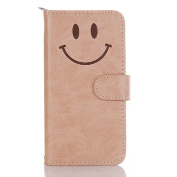 Japanese hot sale iphone leather case smiley face leather case cute new iphoneXS car line phone leather case