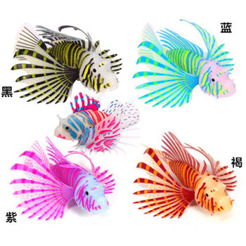 Fish tank landscaping decorations aquarium manufacturers export silicone material luminous simulation color lionfish wholesale