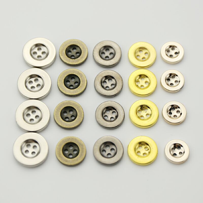 Plastic Electroplated Four-Hole Wide-Edge Buttons for Shirts, Children's Clothing, Casual Pants, Coats, Trench Coats, Dress Pants, Jackets, Metal Buttons