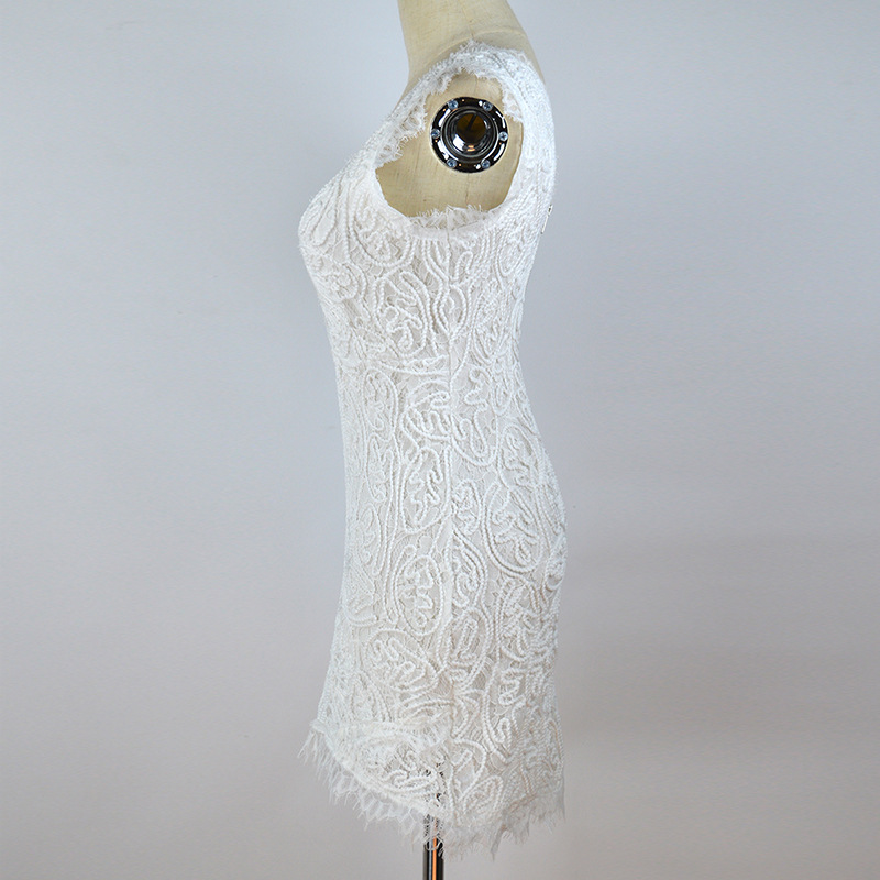 Lace Crochet Sleeveless V Neck Bodycon Dress Elegant Sexy Comfortable Perfect for Parties and Night Out Wholesale