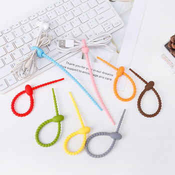 A2684 Silicone Strap Storage Soft Tape Data Cable Trapped Cable Manager Cable Winder Silicone Cable Management Tape