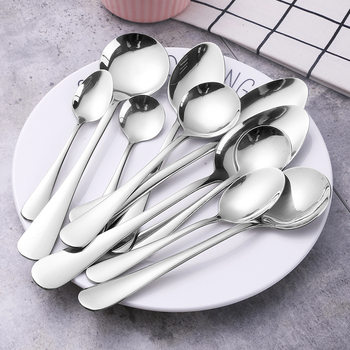Cross-border 1010 Stainless Steel Spoon Fork Western-style Hotel Steak Knife and Fork Spoon Coffee Dessert Round Spoon Knife and Fork Set