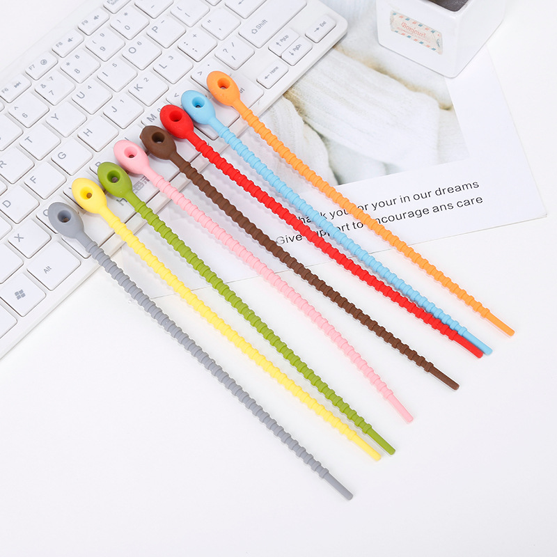 A2684 Silicone Strap Storage Soft Tape Data Cable Trapped Cable Manager Cable Winder Silicone Cable Management Tape