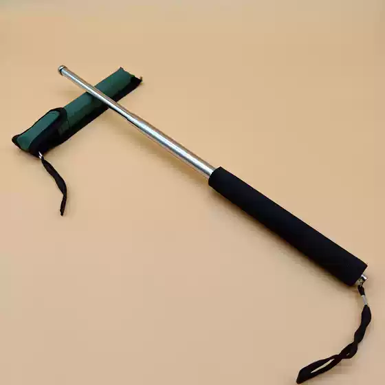 New sponge stick self-defense equipment white three-section silver telescopic stick hanging stick self-defense stick wholesale factory
