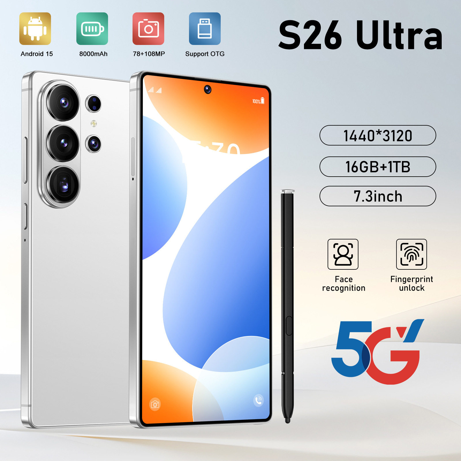 新款S26 Ultra跨境智能手机高清大屏16+1T安卓手机亚马逊外贸源头