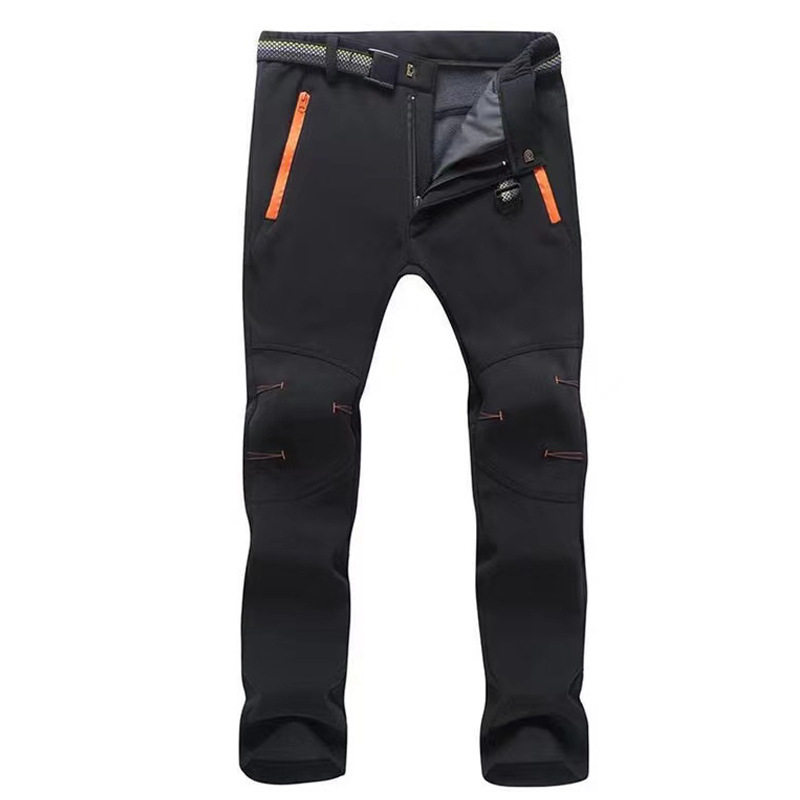 Autumn and Winter Outdoor Solid Color Softshell Pants for Men and Women, Fleece-Lined, Thickened, Warm, Large Size Ski Pants, Hiking Pants for Men and Women