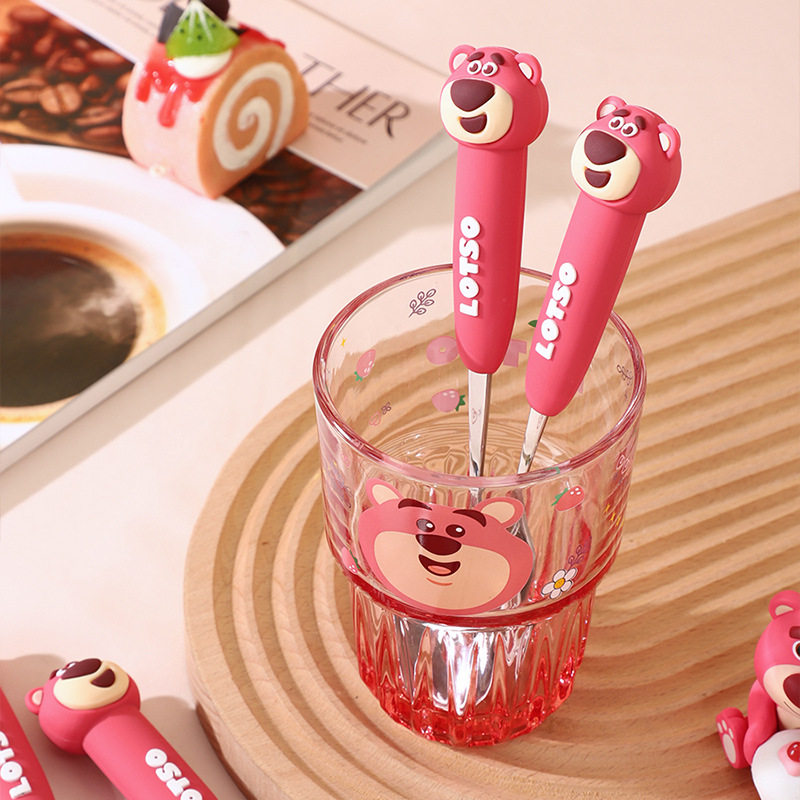 Strawberry Bear 304 Stainless Steel Spoon Cute Spoon Fork Set Baby Small Spoon Home Eating Kidsren's Table Spoon