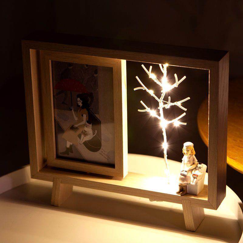 Photo frame table creative 5/67 inch hydroponic plant iron picture frame photo solid wood wall non-perforated photo wall