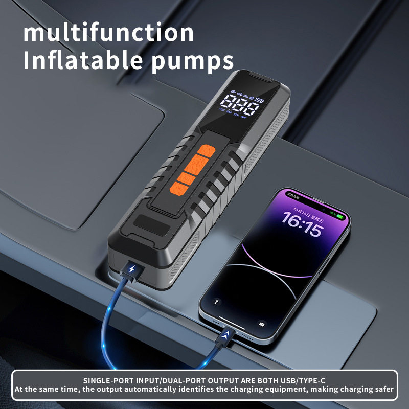 Cross-Border 19-Cylinder Electric Car Air Pump, Intelligent Dual Digital Display Tire Inflator, Portable Lighting Air Pump