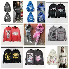 European and American style Kanye retro distressed coat Hell star print flame Kirin arm hoodie sweater