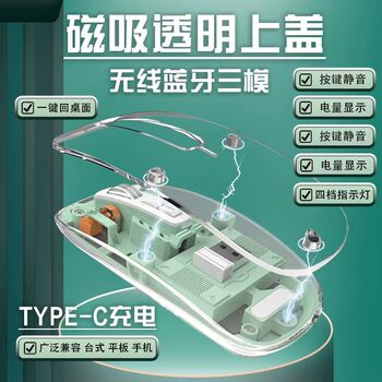 Source manufacturer transparent mouse Type-C charging magnetic three-mode low power consumption one-key return desktop wireless mouse
