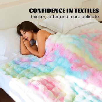 Tuscan Imitation Rabbit Fur Blanket Bubble Velvet Tie-Dye Blanket Double-Sided Thickened Office Nap Sofa Throw Blanket