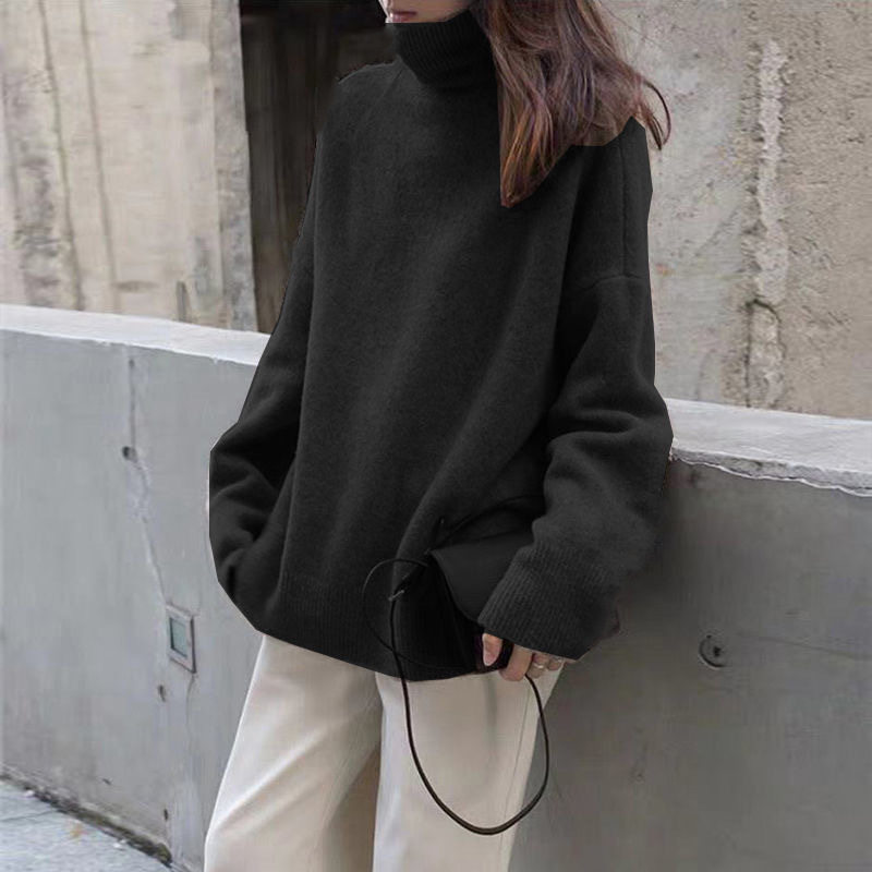 High Neck Womens Sweater Premium Quality Simple Design Solid Color Early Autumn Knitwear Wholesale Available