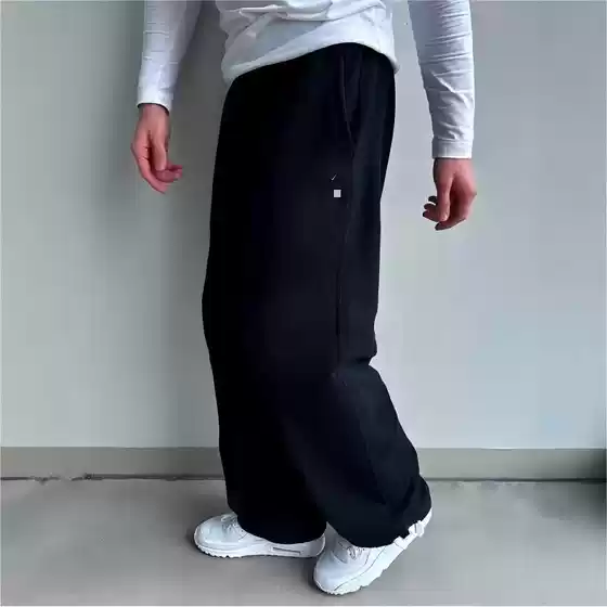 2025 Cross-Border European and American Retro Street Fashion Hip-Hop Casual Elastic Waist Pony Loose Solid Color Sports Casual Pants