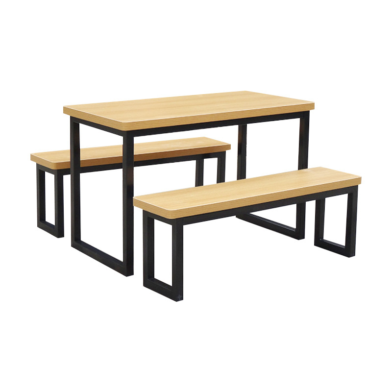 加工定制4人位长条餐桌椅 原木复古办公室茶几桌奶茶店长条餐桌椅