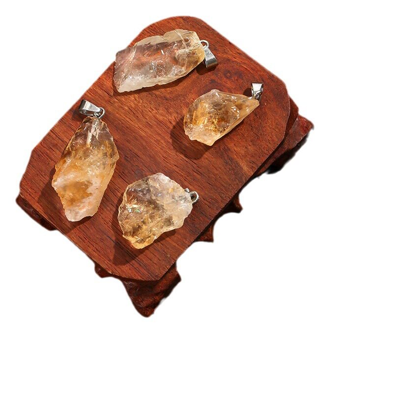 Crystal Pendant Citrine Electroplated Raw Stone Asymmetrical Versatile Necklace Pendant DIY Jewelry Accessories Cross-Border Hot Sale