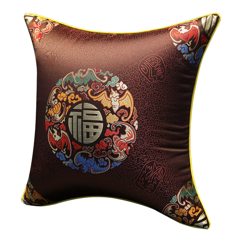 Chinese Classical Jacquard Pillow Case Redwood Sofa Pillow Living Room Cushion Cover Removable and Washable Core-Free Backrest Cover