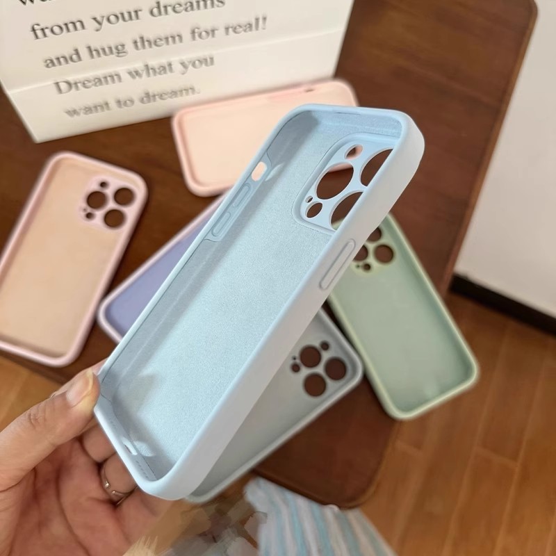 Precision Hole Pure Color Suitable for Apple 16Promax Simple Mobile Phone Case Liquid Silicone Apple 15 Anti-Fall 14 Protective Cover