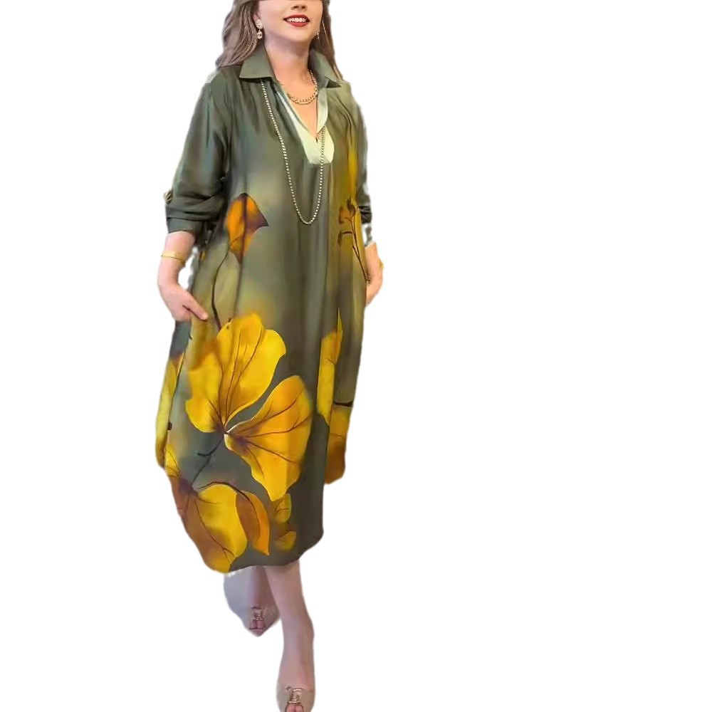 Loose Fit Gradient Print Dress Stylish Fall Fashion Versatile for Casual or Formal Occasions Available for Wholesale