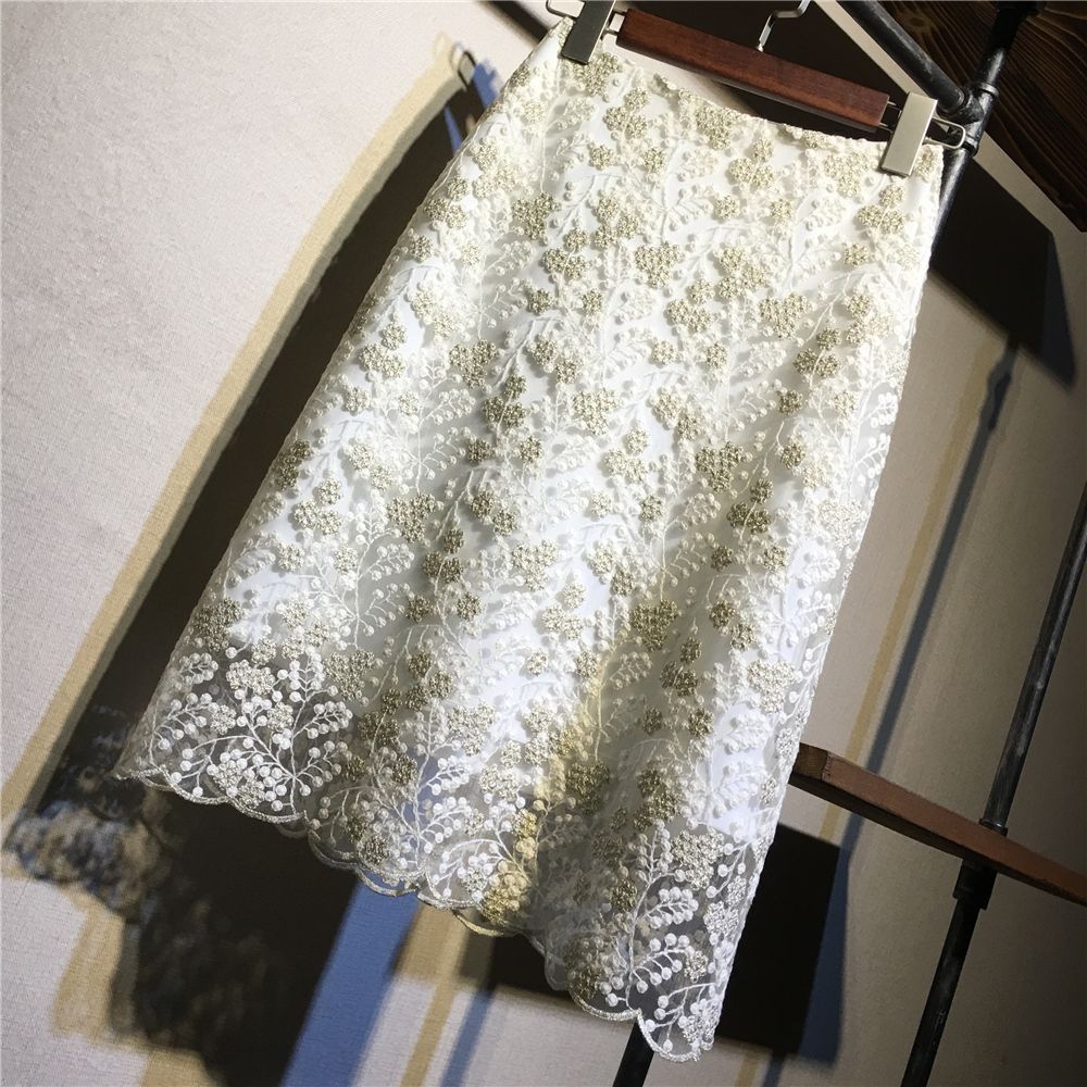 High Waisted Lace Mesh Midi Skirt A Line Silhouette Elegant Design Summer Fashion Wholesale Available