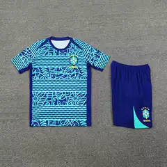 24-25 Season Brazil Jersey Pre-Match Warm-Up Short-Sleeved Vest Football Sports Training Uniform Team Uniform Adult Suit
