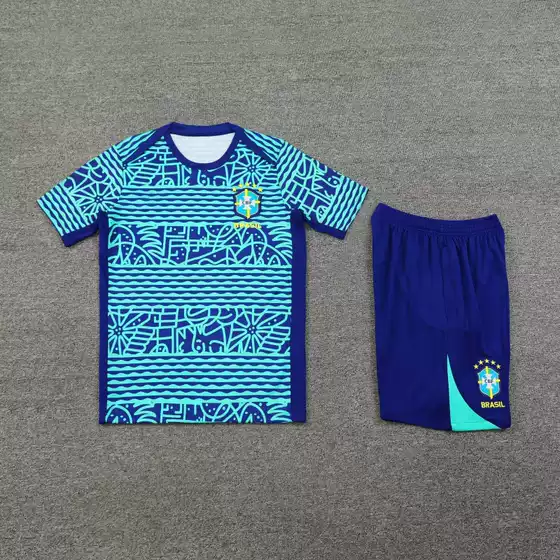 24-25 Season Brazil Jersey Pre-Match Warm-Up Short-Sleeved Vest Football Sports Training Uniform Team Uniform Adult Suit